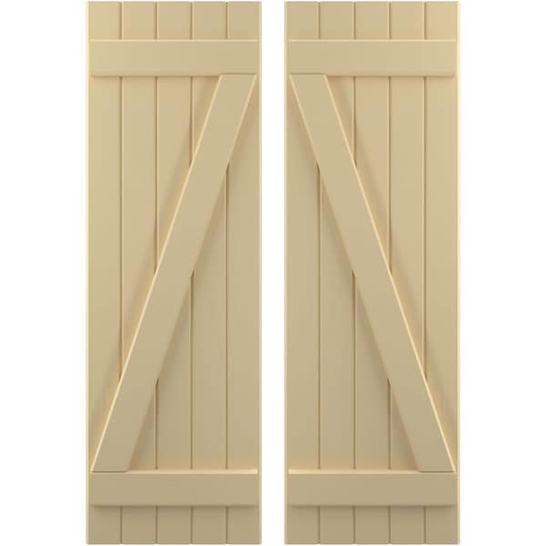 Ekena Millwork Americraft 5-Board (2 Batten) Wood Joined Board-n-Batten Shutters w/ Z-Bar, ARW102BB518X77NTH, PR ARW102BB518X77NTH - main